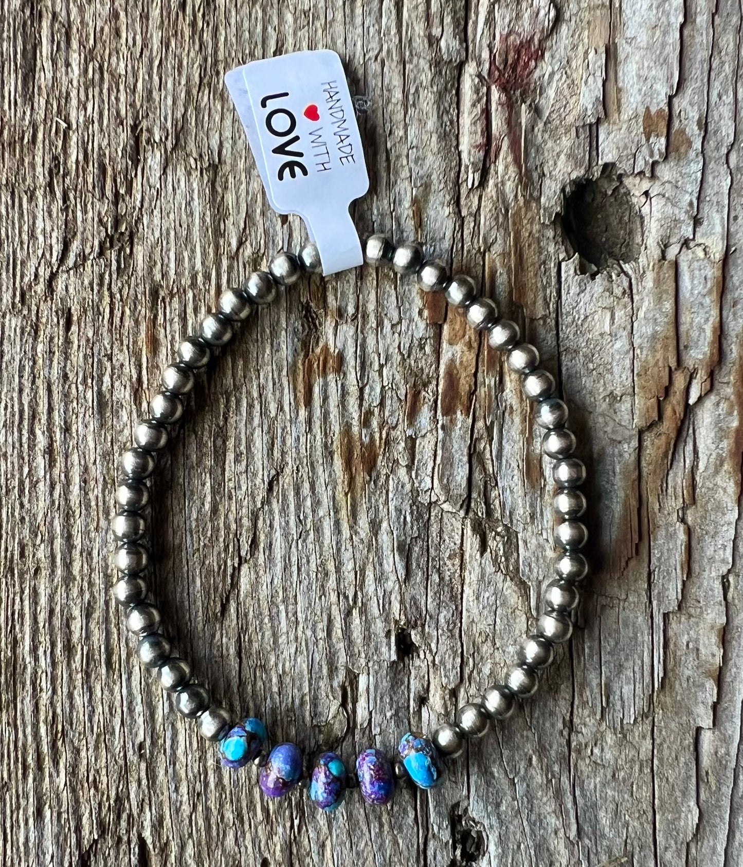 Purple Dahlia & 4mm Bracelet