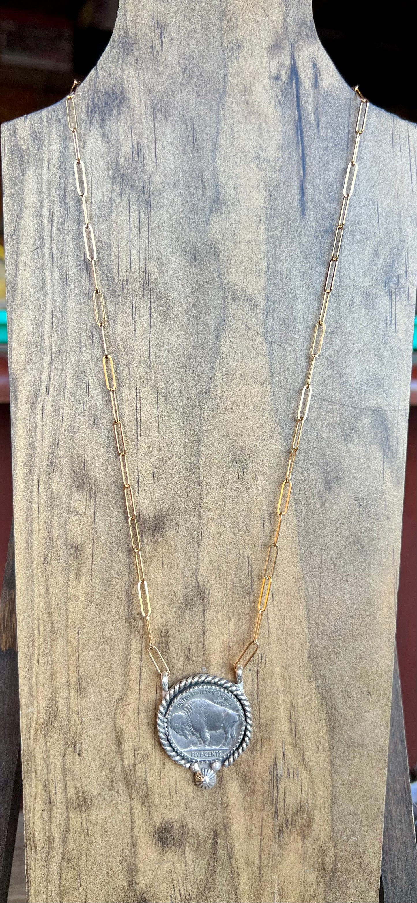 Buffalo Nickel & Gold Chain