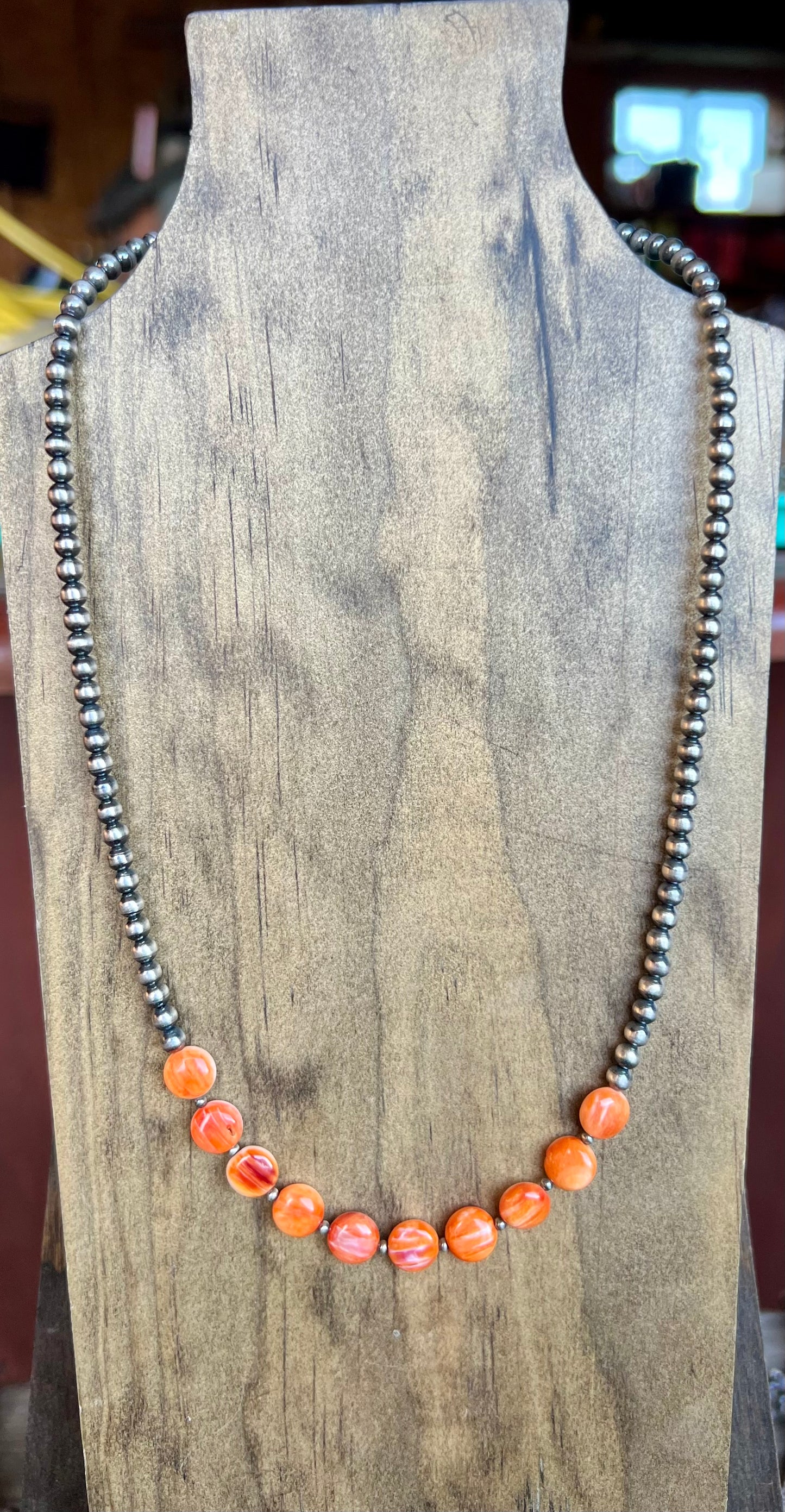 Orange Spiny & Pearl Necklace