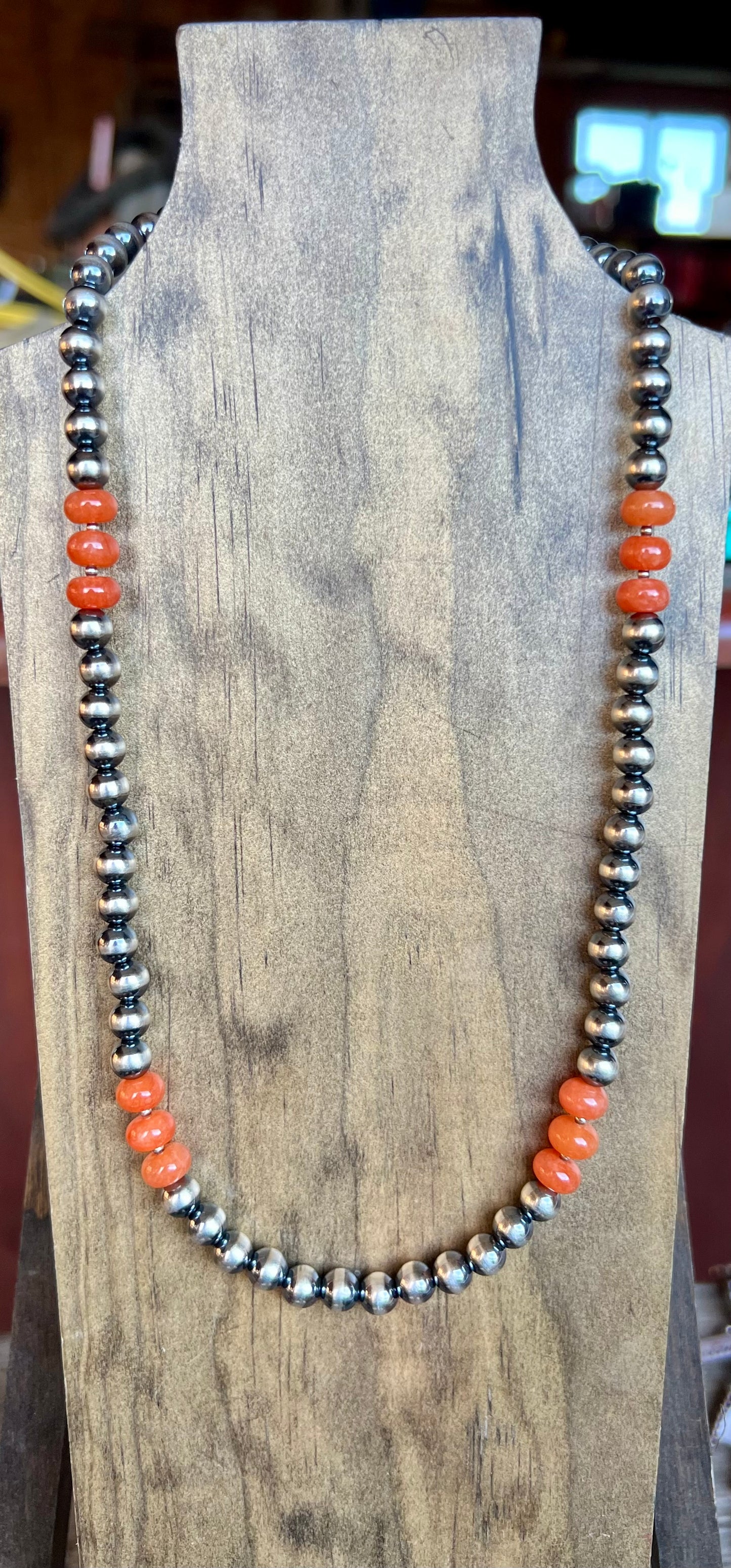 Orange Quartz & Pearl Necklace