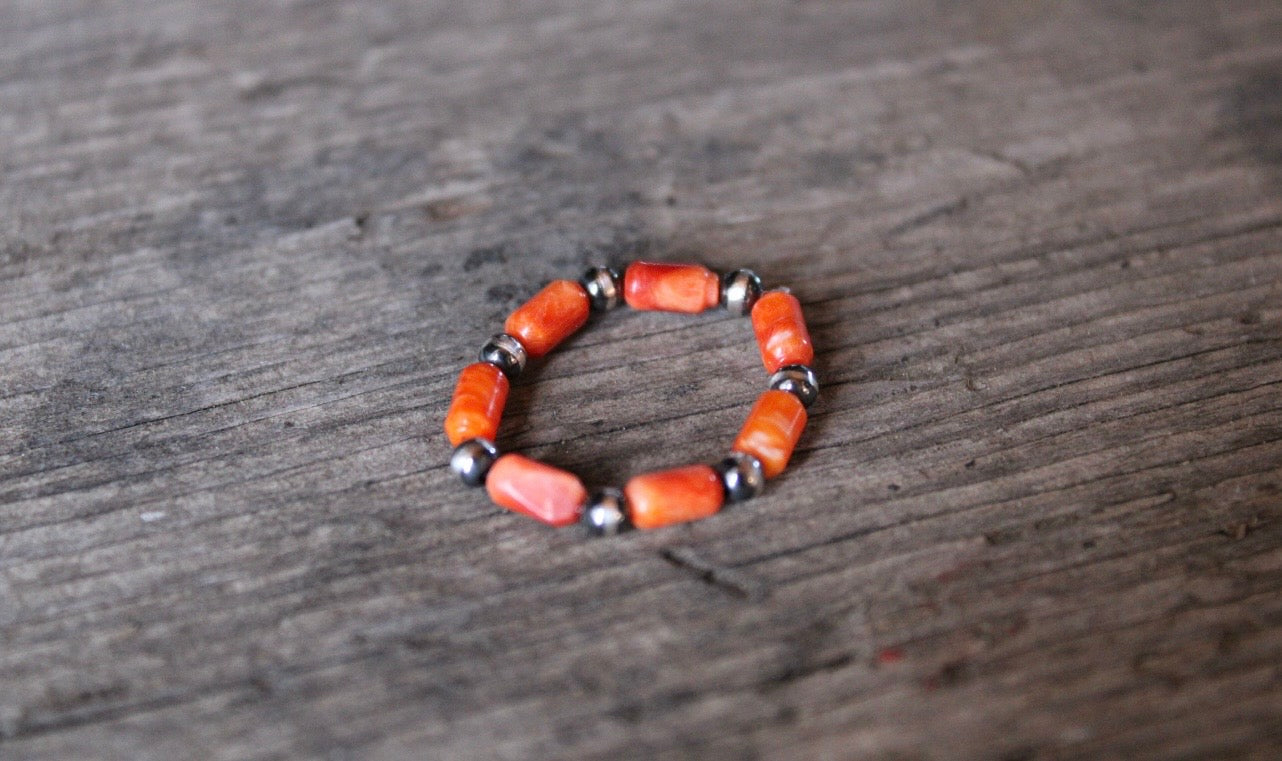 Orange Spiny Stretch Ring size 6