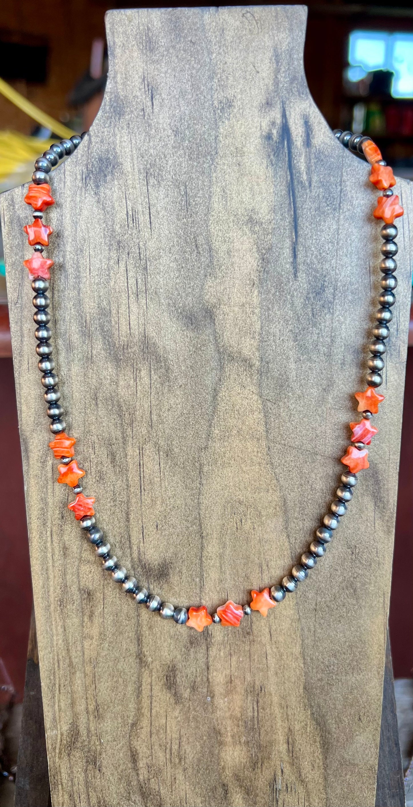 Orange Spiny Star Necklace