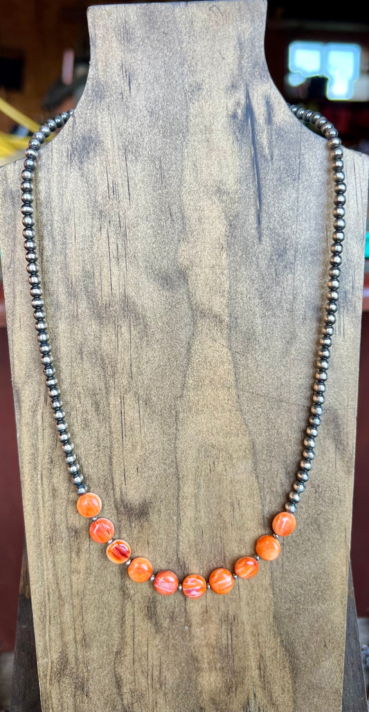Orange Spiny & Pearl Necklace