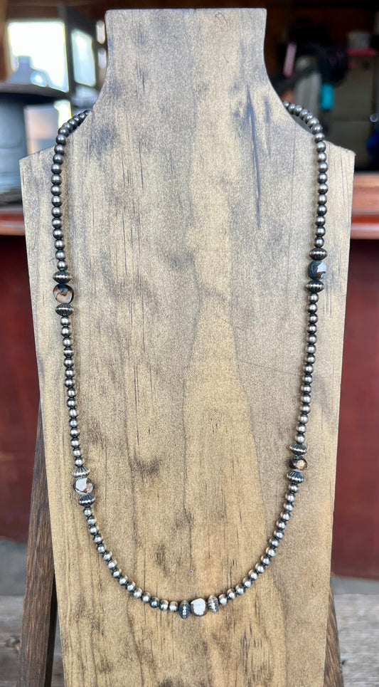 White Buffalo & 4mm Pearl Necklace