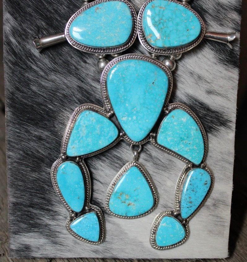 Kingman Turquoise Squash Blossom Native Made