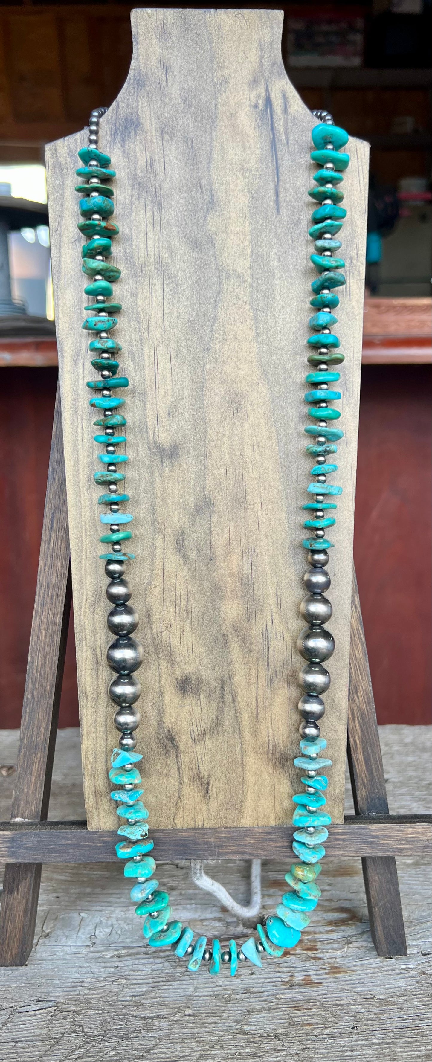 Turquoise & Graduated Pearl Necklace
