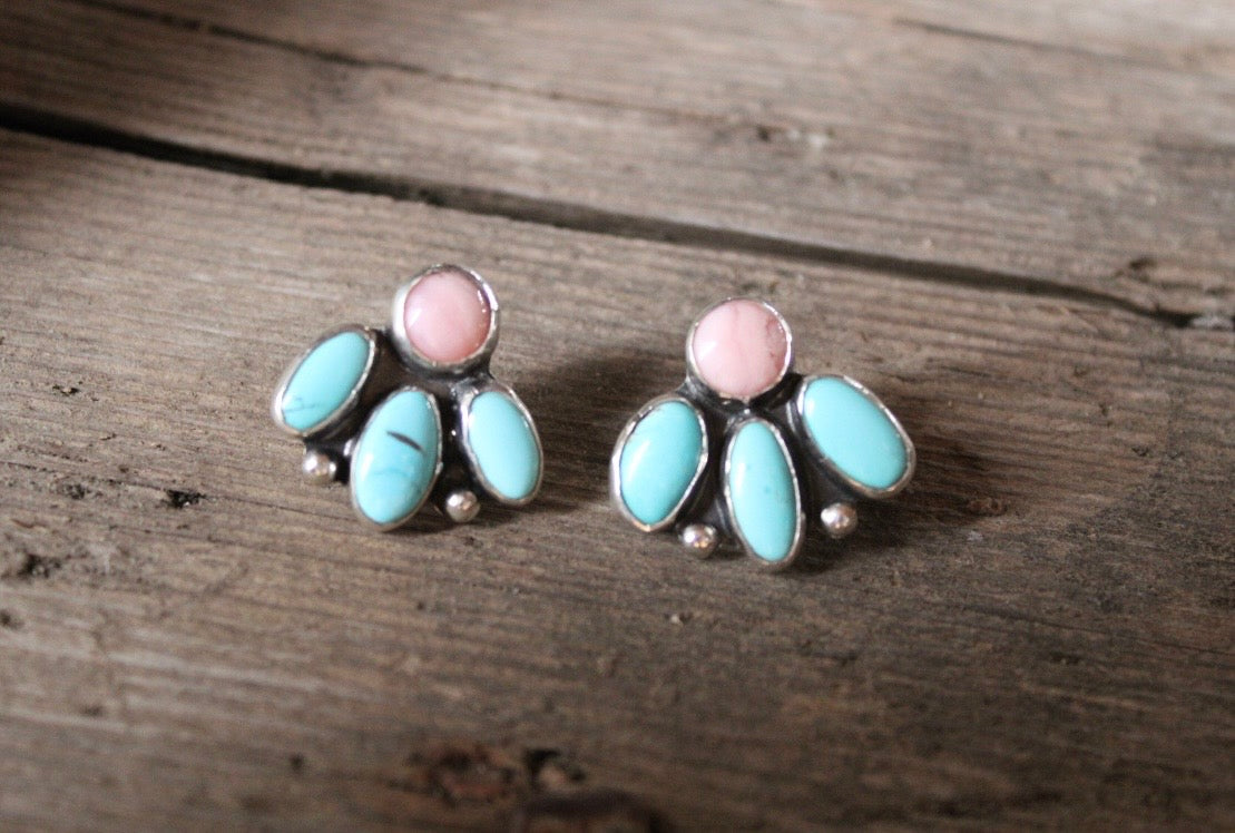 Redskin & Pink Opal Studs