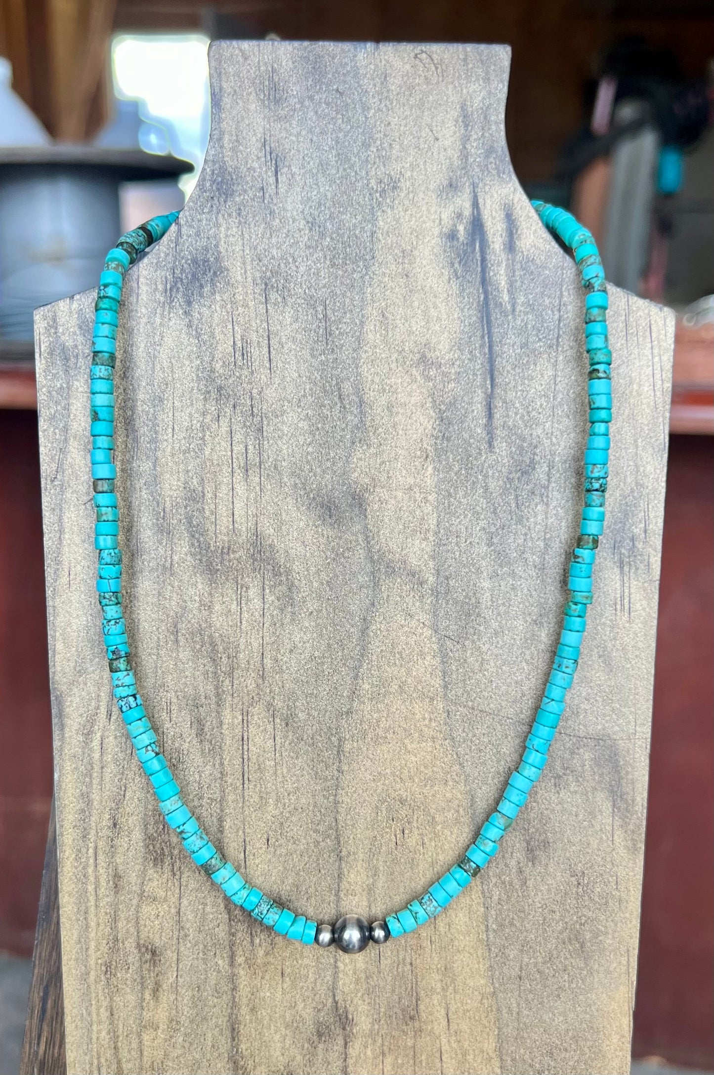 Turquoise Heshi, 4&7mm Pearl Necklace