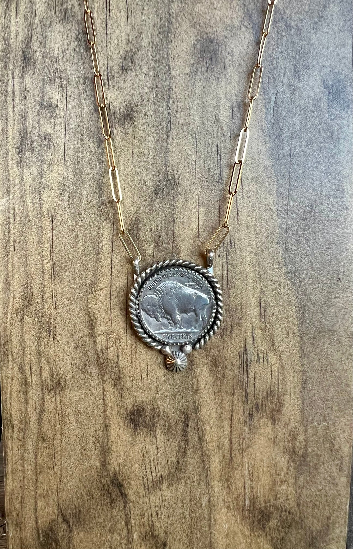 Buffalo Nickel & Gold Chain
