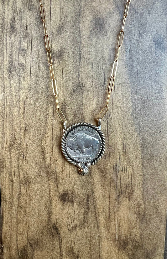Buffalo Nickel & Gold Chain