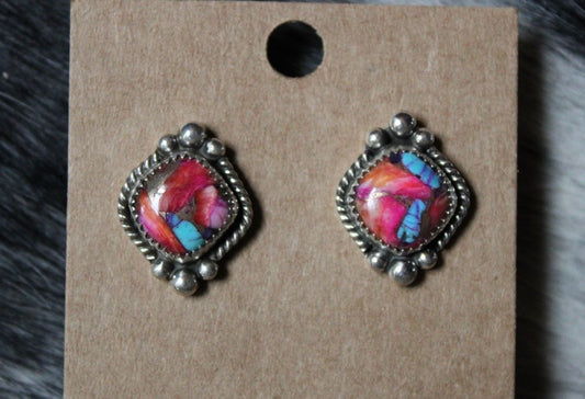 Orange Dahlia Studs