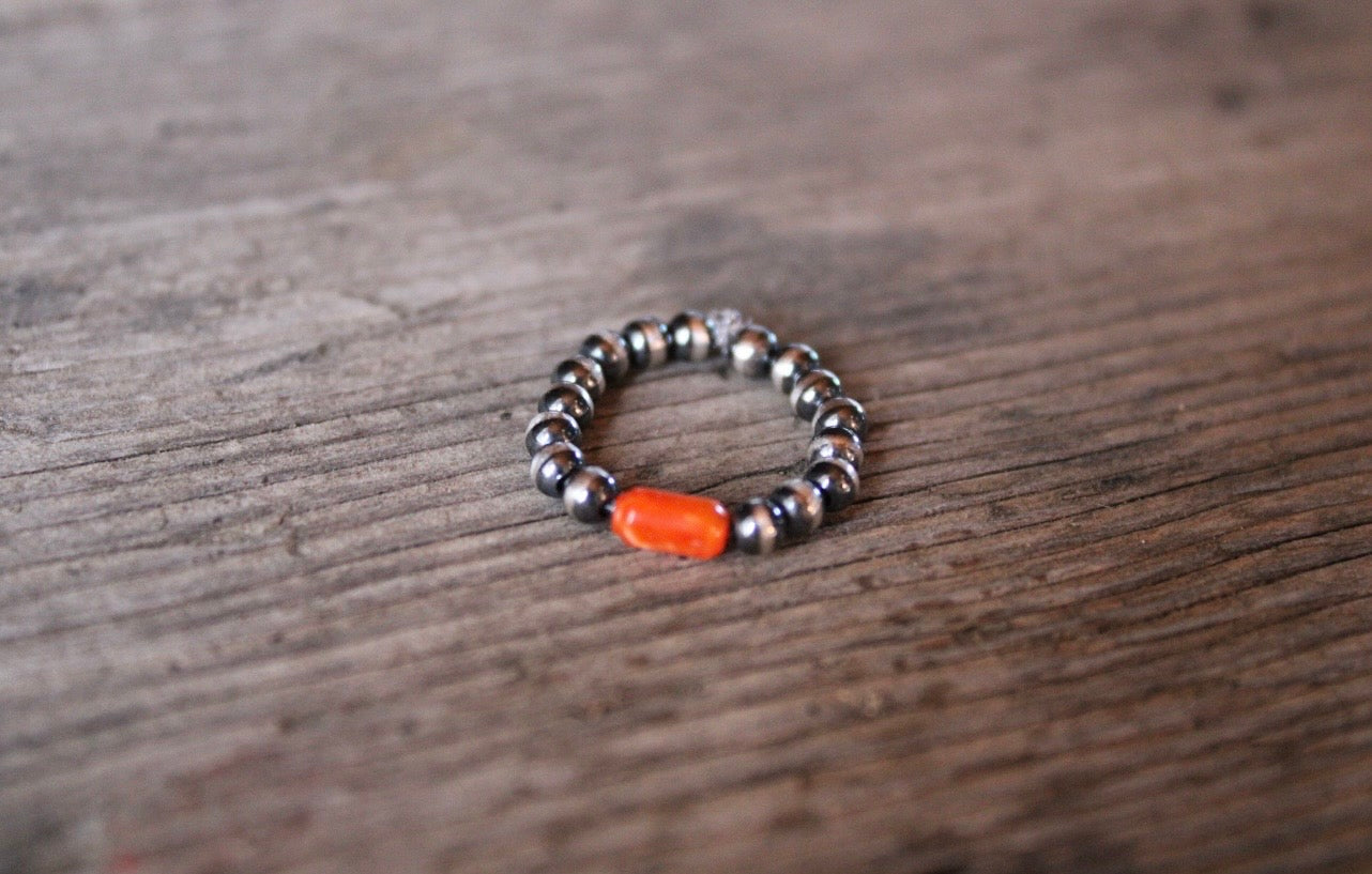Orange Spiny Stretch Ring size 6.5