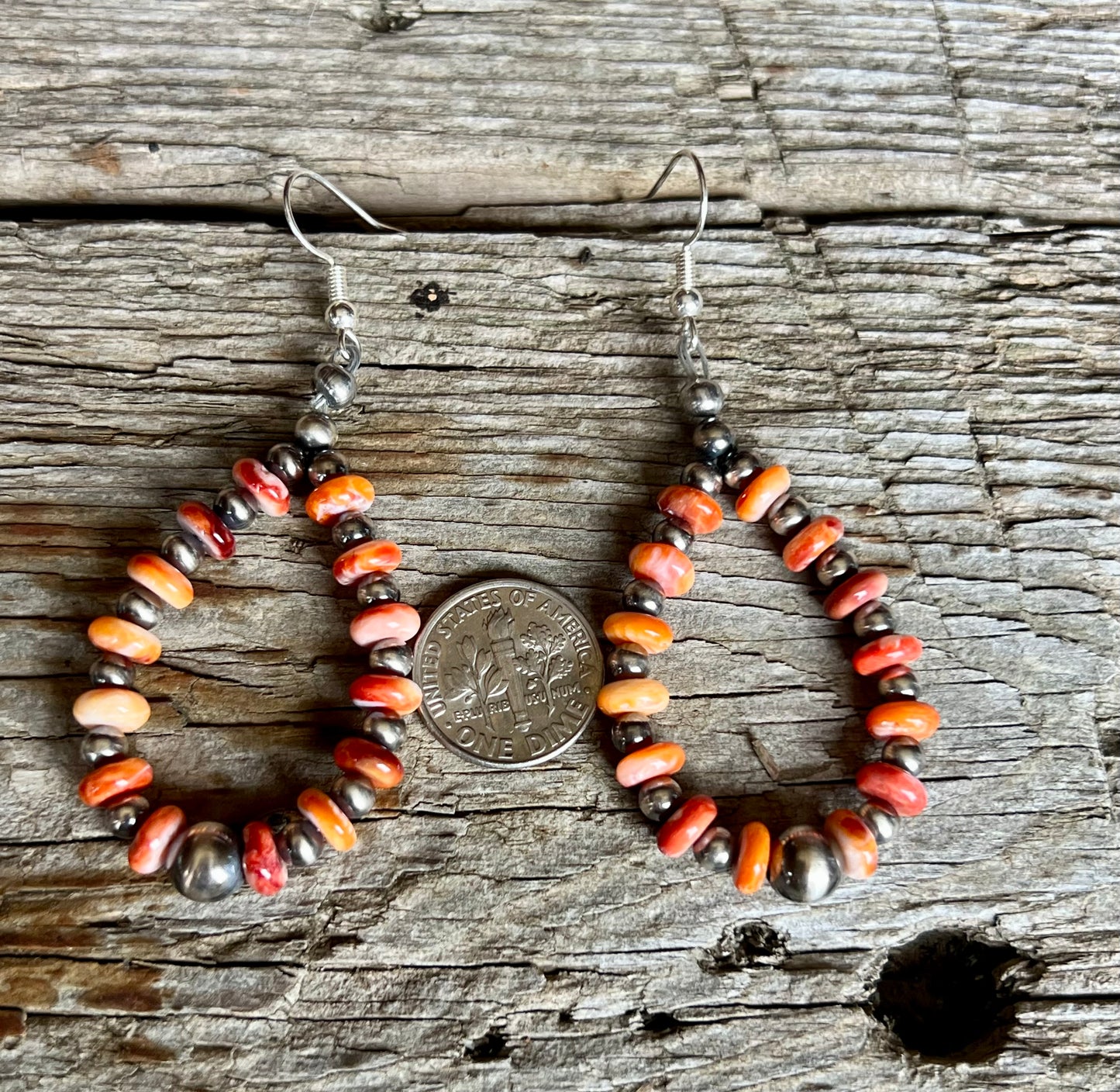 Orange Spiny Dangle Earrings