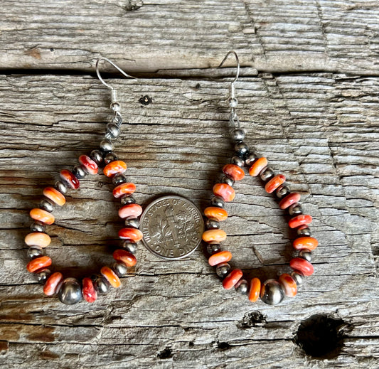 Orange Spiny Dangle Earrings