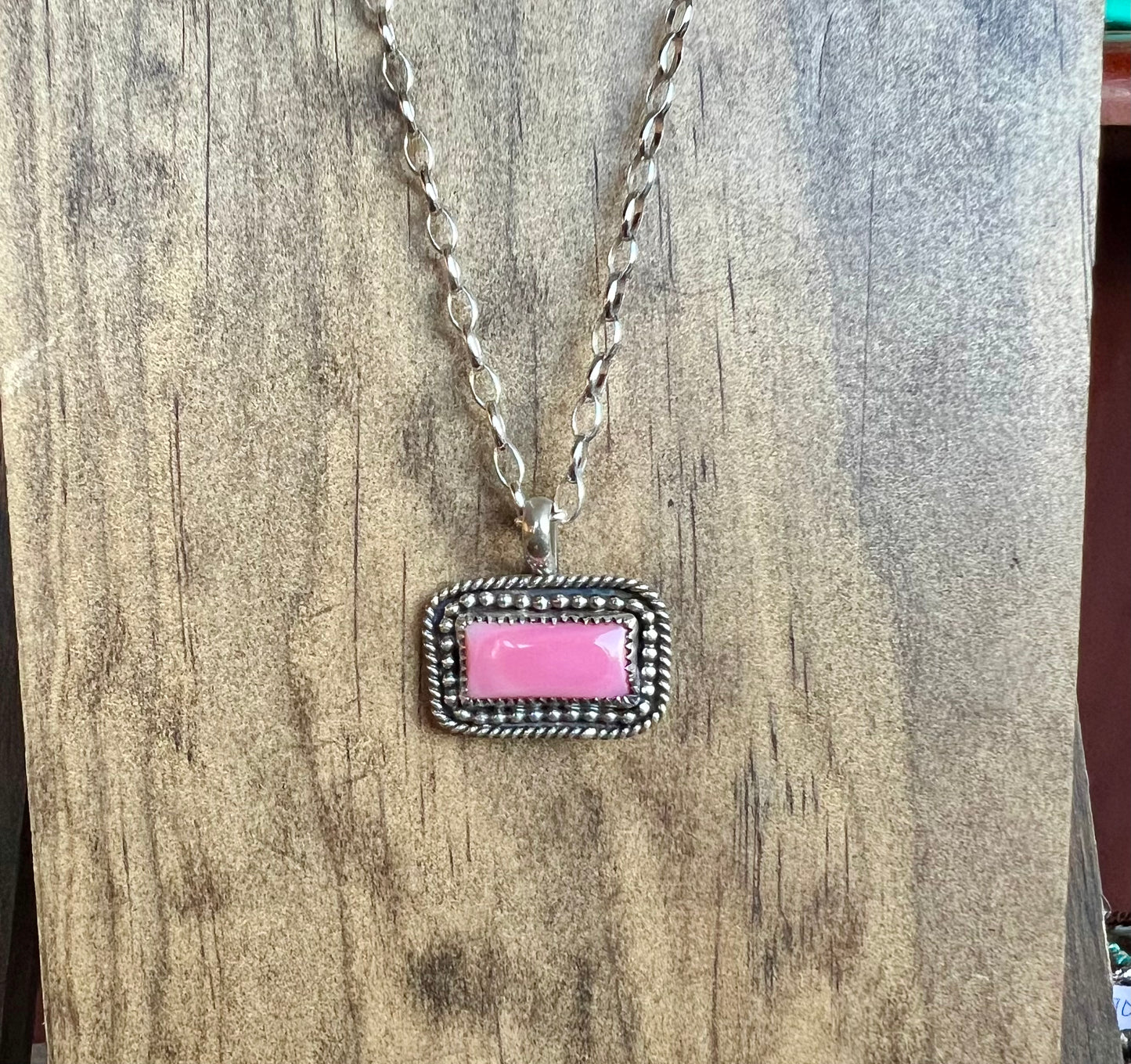 Pink Conch Bar Necklace