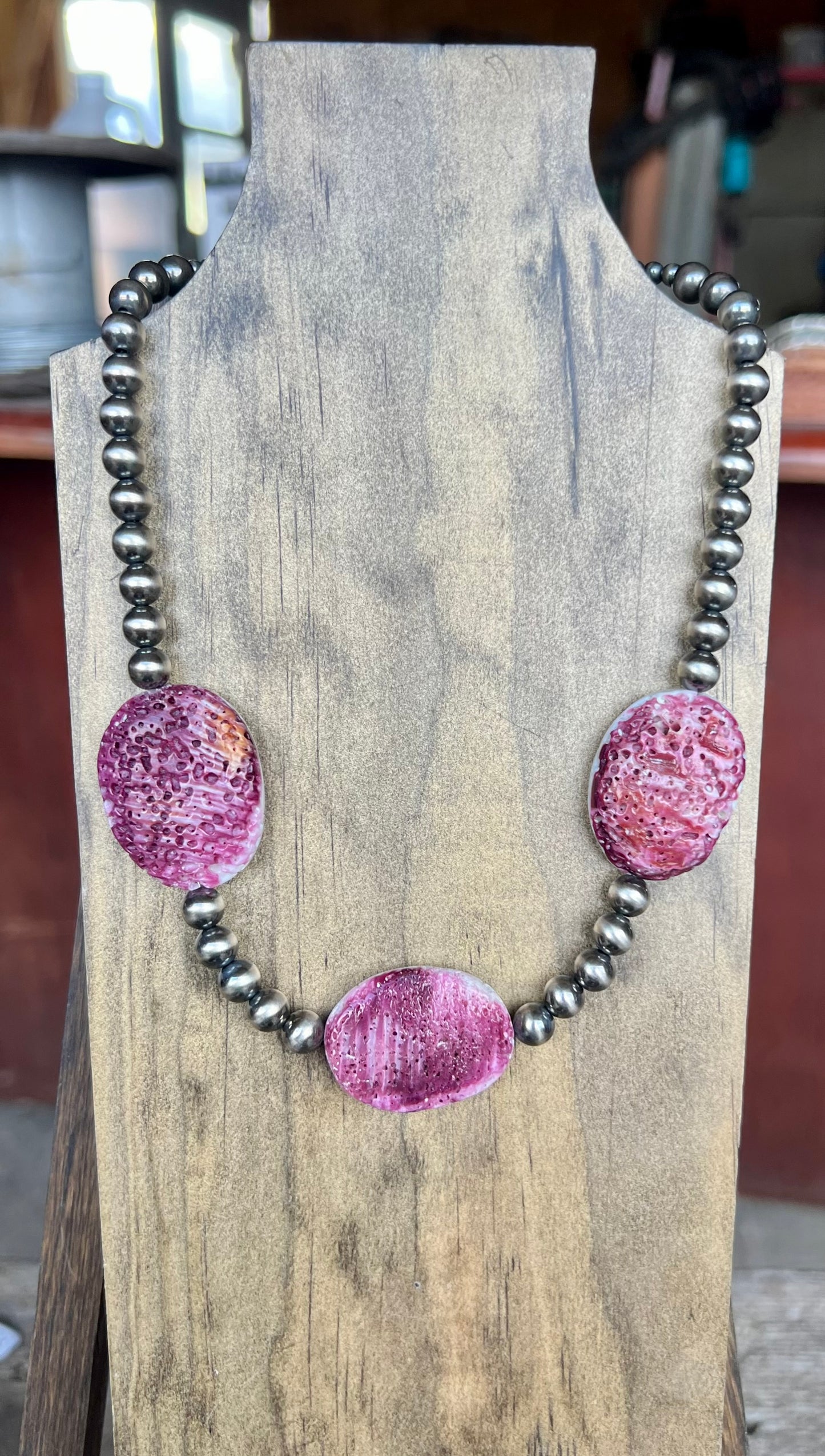 Purple Spiny Oyster, 8mm Pearl Necklace