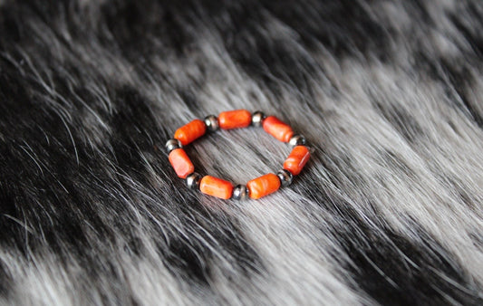 Orange Spiny Stretch Ring size 6