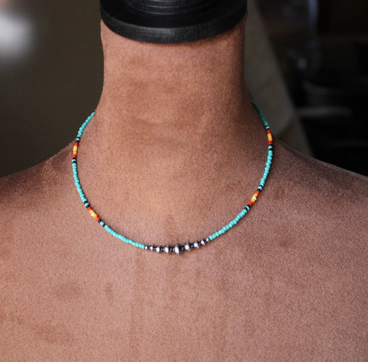 Turq Seed Bead & Pearl Necklace