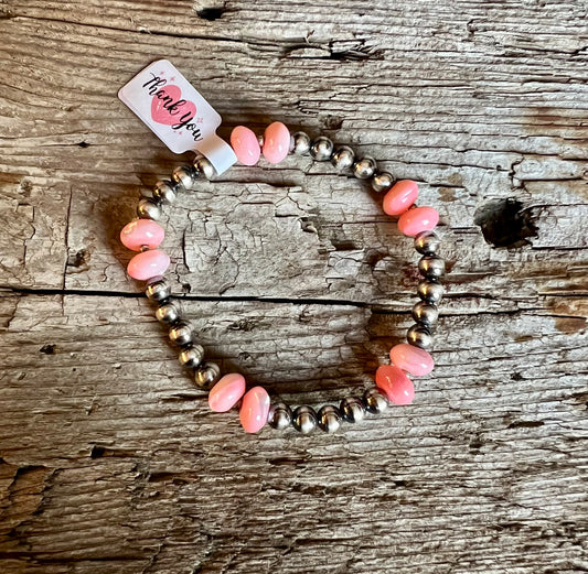 Pink Mother of Pearl Stretch Bracelet