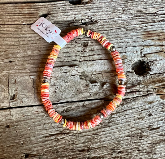 Rainbow Shell Stretch Bracelet