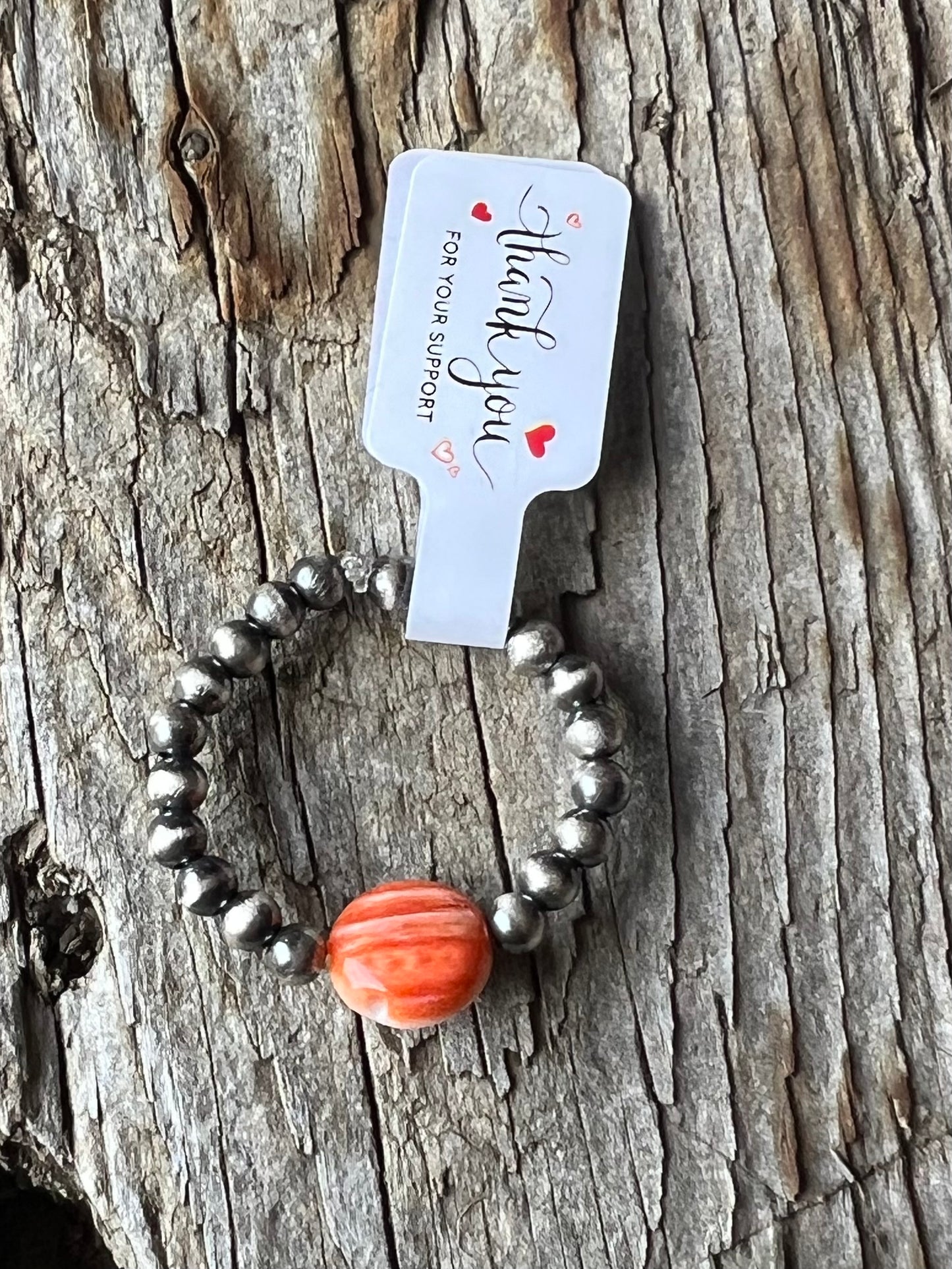 Orange Spiny Stretch Ring