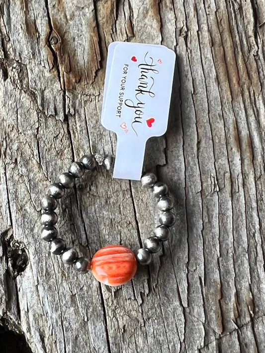 Orange Spiny Stretch Ring